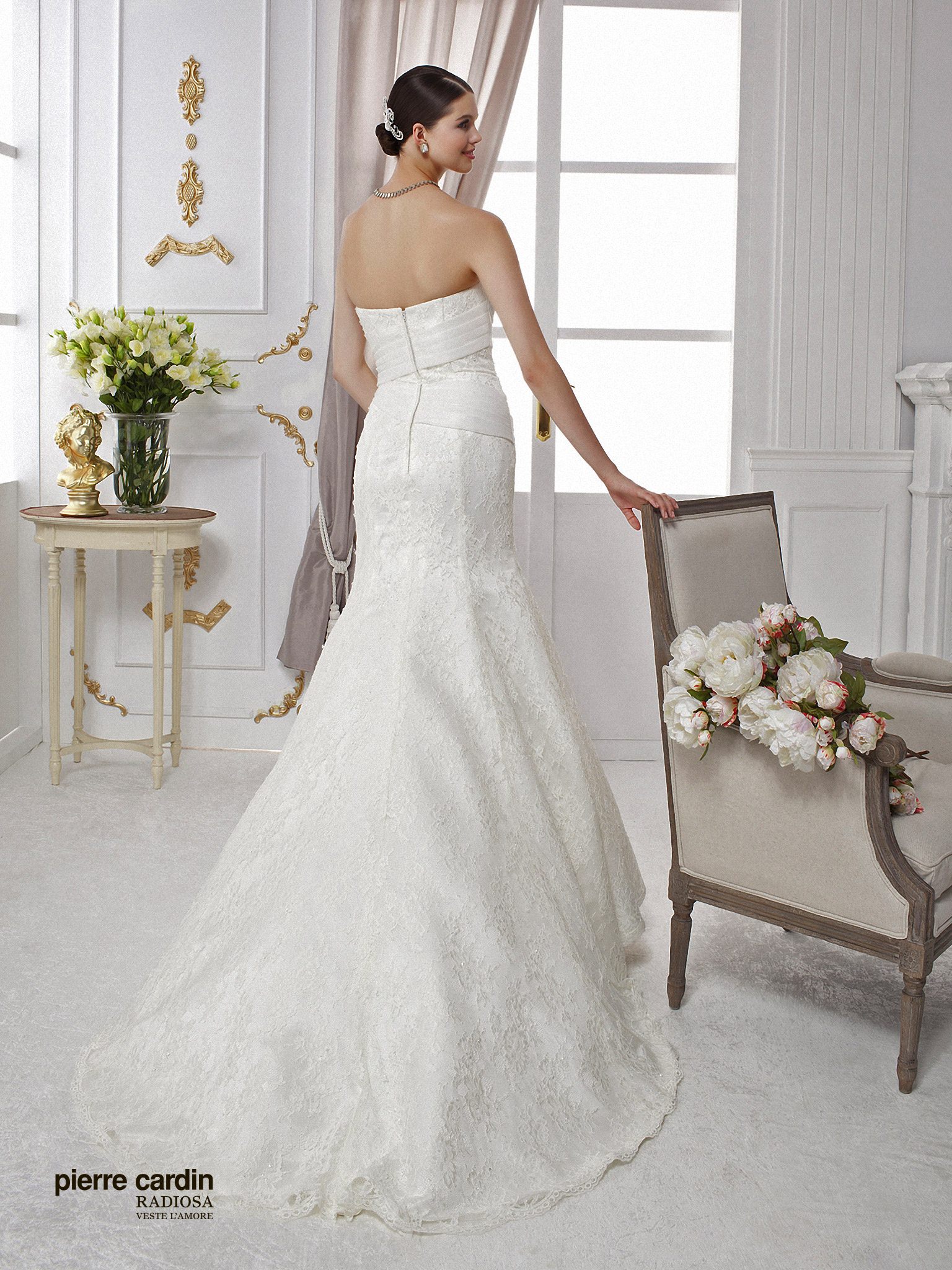 Эксклюзивное свадебное платье Pierre Cardin русалка кружево