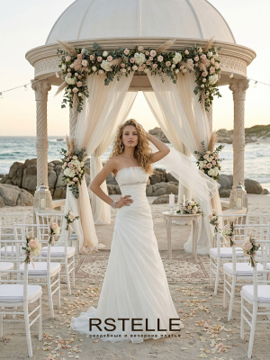 открытое свадебное платье из органзы, драпировка