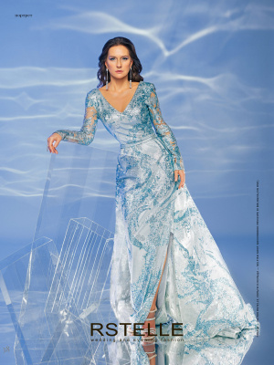 мерцающее(блестящее) вечернее платье трансформер с рукавами и отстегивающейся юбкой, бирюзовый цвет