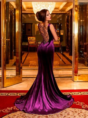 бархатное вечернее платье русалка
