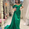 изумрудное атласное вечернее платье большого размера
