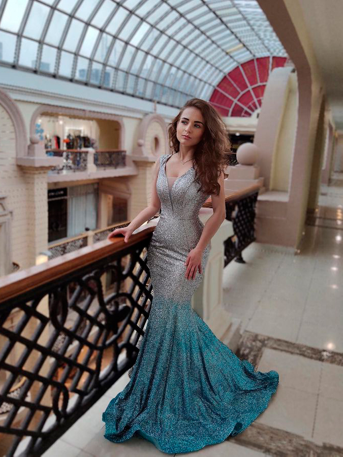 мерцающее вечернее платье русалка