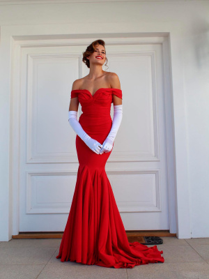 длинные атласные вечерние перчатки