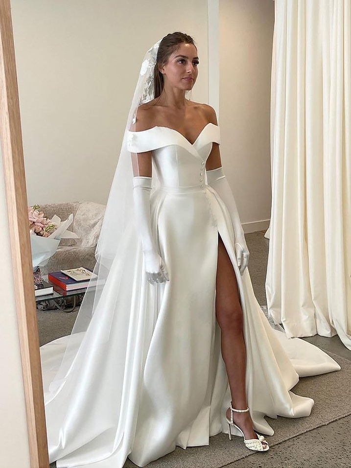 длинные(выше локтя) атласные свадебные перчатки