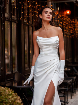 атласные свадебные перчатки до локтя(средней длины)