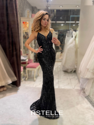 вечернее платье с пайетками черного цвета 21683