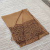палантин из натурального шелка с кружевом, коричневый(песочный)