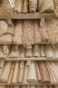 большой выбор тканей для индивидуального пошива платьев