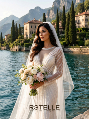 Закрытое свадебное платье русалка большого размера