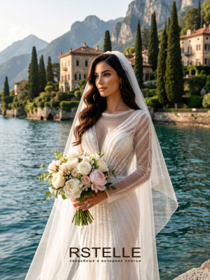 Закрытое свадебное платье русалка(рыбка) большого размера