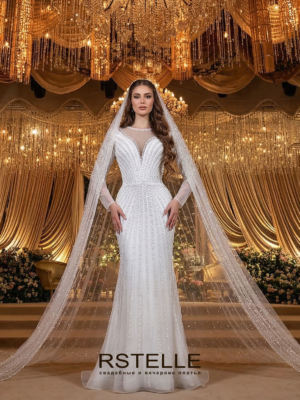 свадебное платье русалка(рыбка) большого размера с рукавами