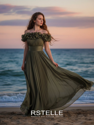 легкое вечернее платье а-силуэта из блестящего шифона