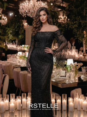 расшитое вечернее платье большого размера с рукавами