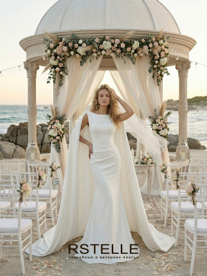 свадебное платье русалка с кейпом(накидкой)