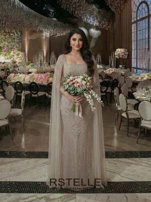 Закрытое вечернее расшитое платье на помолвку