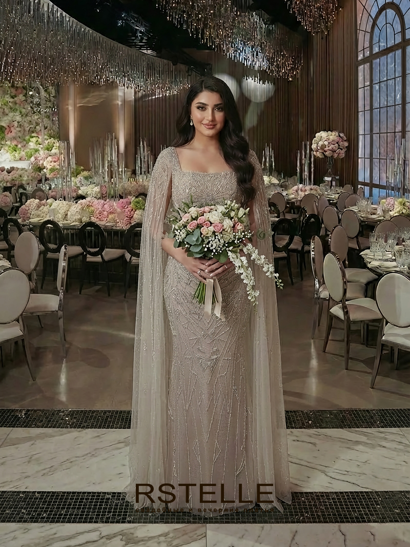 Закрытое вечернее расшитое платье на помолвку