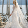 кружевное свадебное платье с рукавами, прямой силуэт