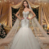 расшитое свадебное платье русалка с пышной юбкой