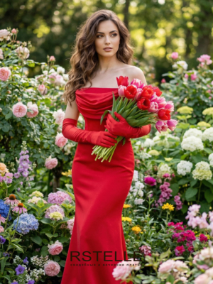 красное вечернее платье русалка